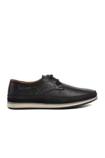 Black Genuine Leather Mens Casual Shoes 62333 M