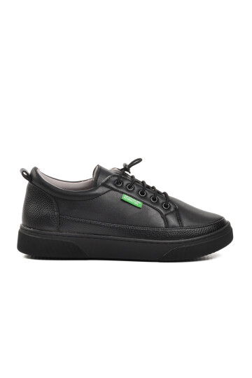Black-Black Faux Leather Womens Sneaker BN-30366 Z