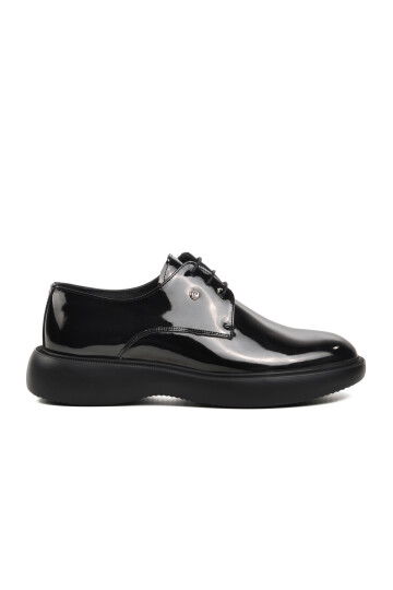 Black Patent Leather Genuine Leather Mens Casual Shoes 70914 M
