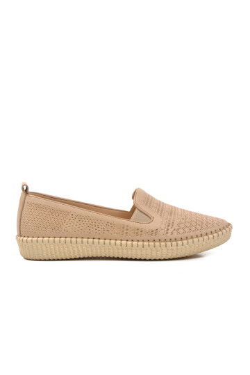 Beige Genuine Leather Anatomic Womens Casual Shoes 7232 Z