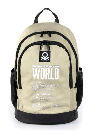 Beige-Black Unisex Backpack 03838