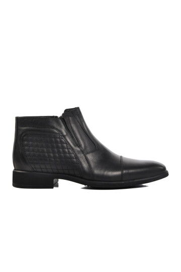 Black Genuine Leather Mens Boots 02356 M