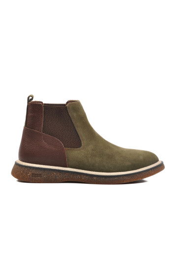 Khaki Suede Genuine Leather Mens Chelsea Boots 684016 M