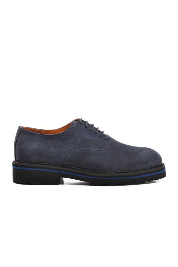 Navy Blue Nubuck Genuine Leather Mens Classic Shoes Premium 2875 M