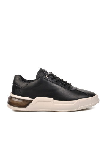 Black-White Genuine Leather Mens Sneaker 152-19197 M