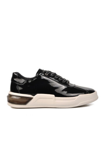 Black Patent Leather-White Genuine Leather Mens Sneaker 152-19197 M