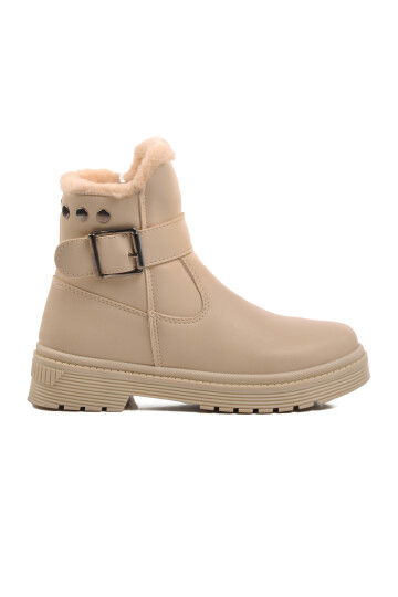 Beige Emerald Fur Inside Girls Boots 24064 F