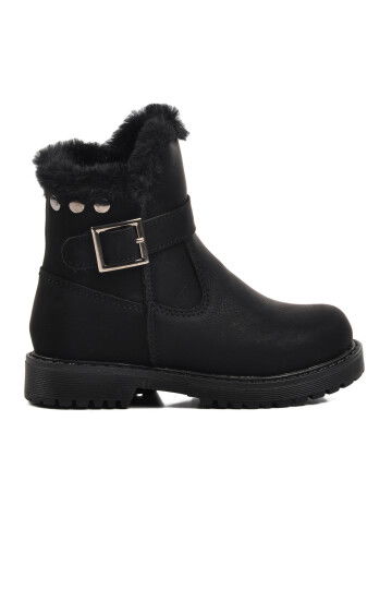 Black Non-Slip Sole Furry Girls Boots 24064 P