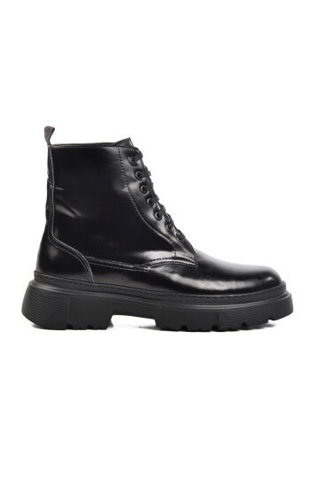 Black Open Genuine Leather Mens Boots Premium 1651 M