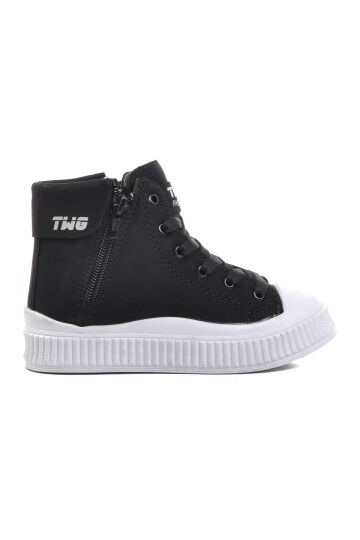 Black-White Polar Fleece Unisex Kids Boots Orion P