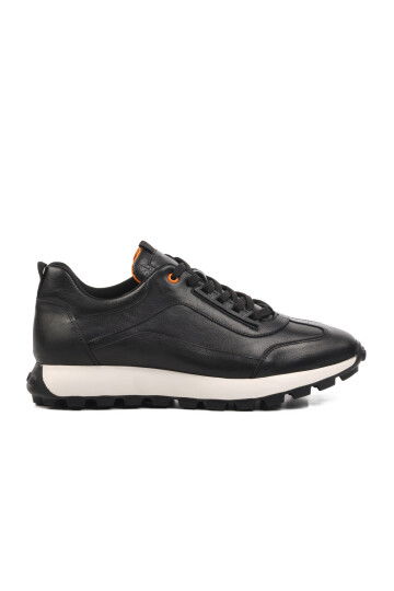 Black Genuine Leather Mens Casual Shoes 252574 M