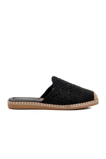 Black Knitted Lightweight Knitwear Womens Slippers 542023 Z