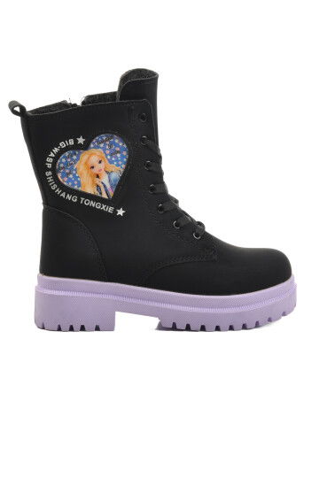 Black-Lilac Fur Inside Girls Boots Leonis F