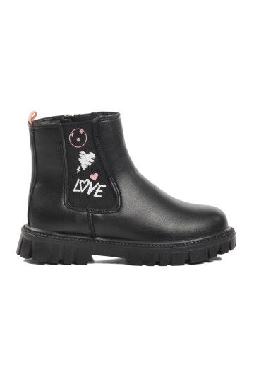 Black Polar Fleece Girls Boots 1788 P