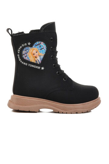 Black-Salmon Fur Inside Girls Boots Leonis P