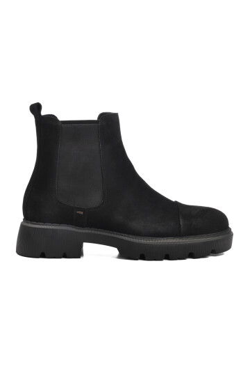 Black Suede Genuine Leather Mens Chelsea Boots Premium 1158 M