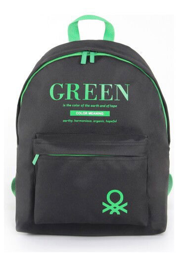 Black-Green Unisex School Bag 03805
