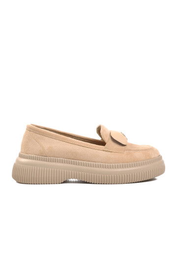 Beige Suede Polyurethane Womens Casual Shoes 884904 Z
