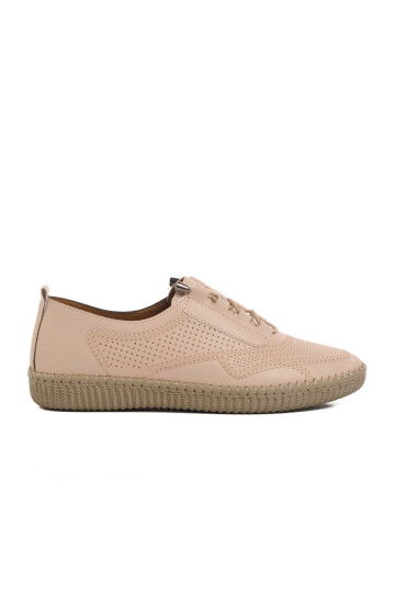 Beige Lightweight Rubber Laced Womens Casual Shoes 651566 Z