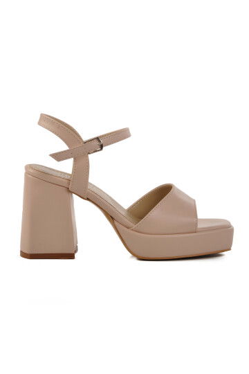 Beige Platform Heel Womens High Heel Shoes 284091 Z