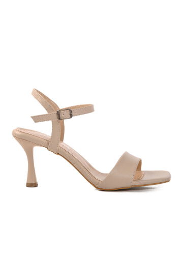 Beige Womens Heeled Sandals 448189 Z