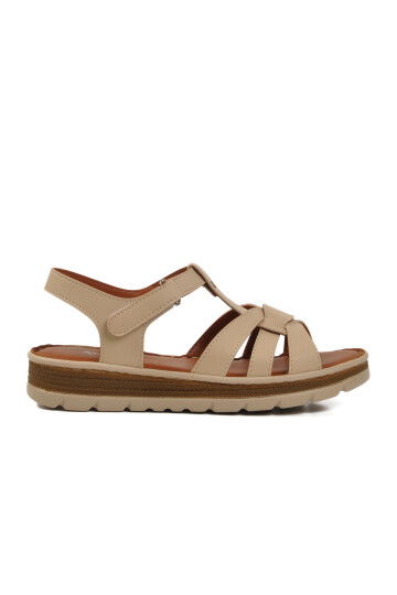 Beige Velcro Womens Sandals 492127 Z