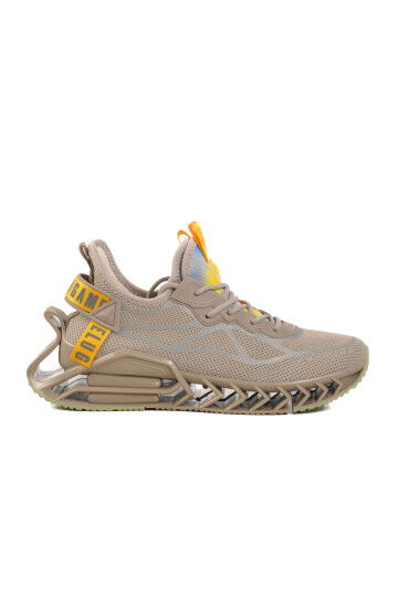 Beige Mesh Breathable Memory Foam Mens Sneaker Bright M