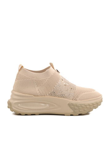Beige Knit Lightweight Womens Sneakers 25Y305-4 Z