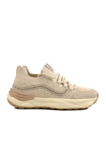 Beige Knit Lightweight Womens Sneakers 25Y310-4 Z