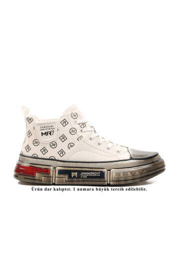 White Mens Genuine Leather Hi Sneaker 152-18220 M