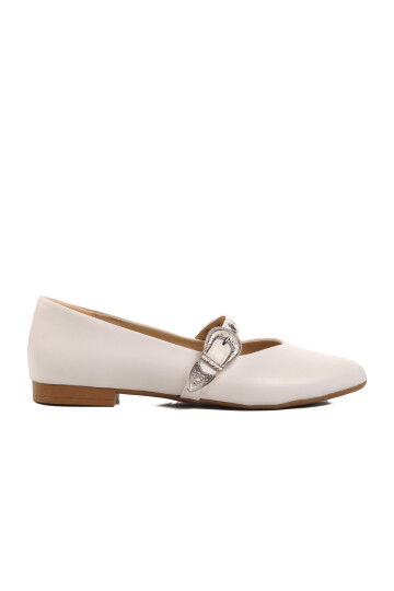 White Light Belted Womens Ballerinas 354155 Z