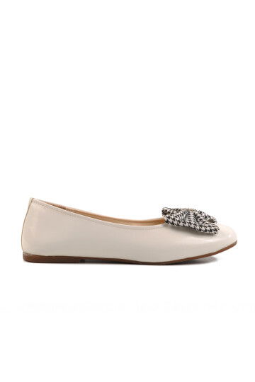 White Patent Leather Bow Ribbon Girls Ballerinas 180 F