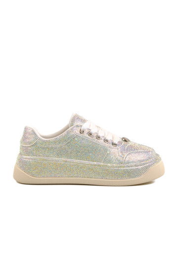 White Stone Embroidered Womens Sneaker 25Y451-10 Z