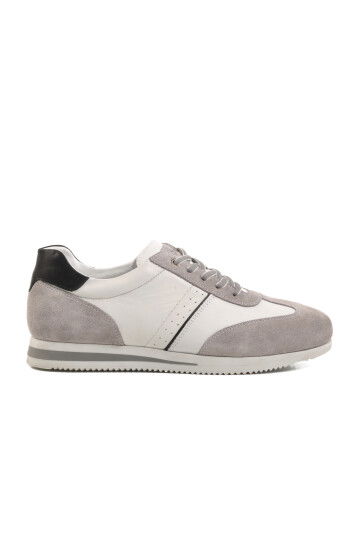 Gray-White Genuine Leather Mens Casual Shoes 5Y1543-7811 M