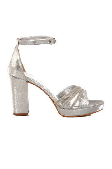 Silver Platform Heel Womens Evening Shoes 655386 Z