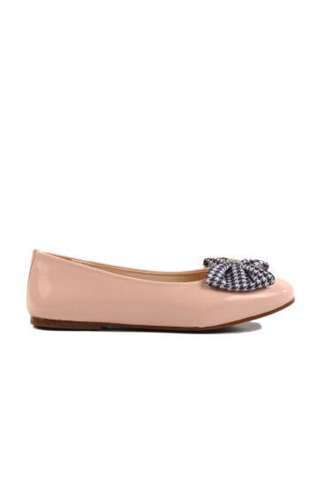 Powder Patent Leather Bow Ribbon Girls Ballerinas 180 F