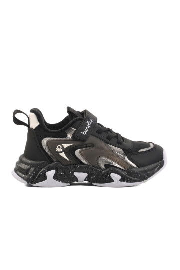 Black and White Velcro Childrens Sports Shoes BNI-11033 F