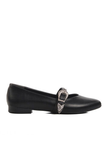 Black Light Belted Womens Ballerinas 354155 Z