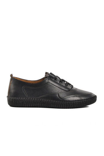Black Lightweight Rubber Laced Womens Casual Shoes 651566 Z