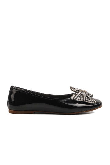 Black Patent Leather Bow Ribbon Girls Ballerinas 180 F