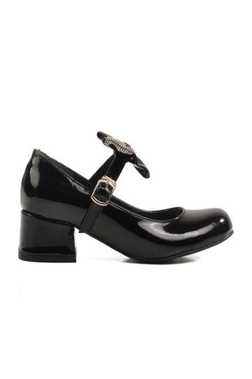 Black Bowknot Ribboned Girl Ballerina Flats 36 P