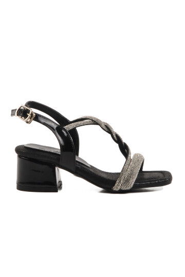 Siyah Taşlı Kız Çocuk Sandalet 07 P