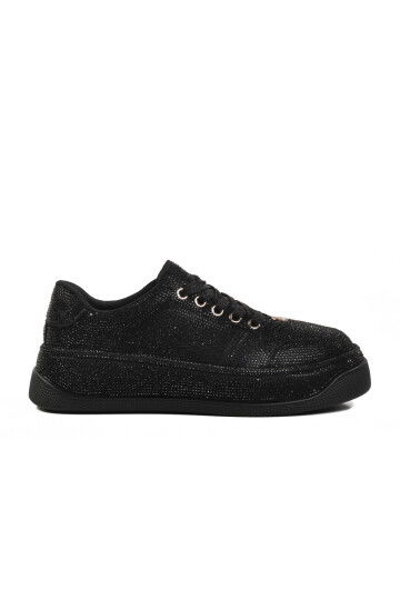 Black Stone Embroidered Womens Sneaker 25Y451-10 Z