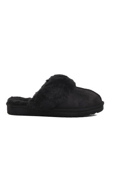 Black Fur-lined Womens Home Slippers PC-54392 Z