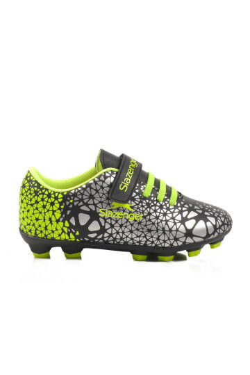 Black-Green Velcro Kids Cleats Crystal F