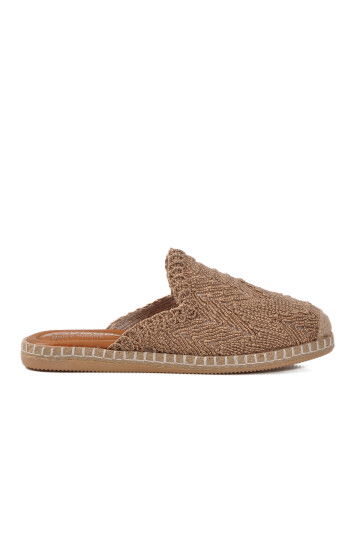Tan Closed Front Knitted Womens Slippers 542042 Z