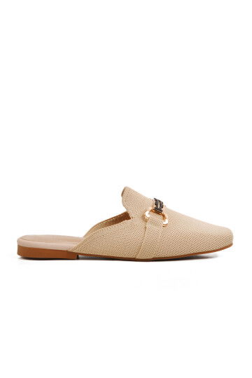 Beige Knit Light Thin Sole Closed Front Womens Slippers 277132 Z