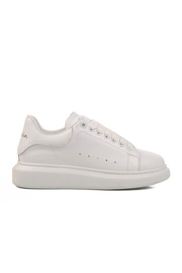 White Genuine Leather Mens Sneaker Premium 02028 M