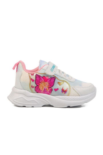 White Blue Mesh Velcro Girls Sneakers Ruffon P