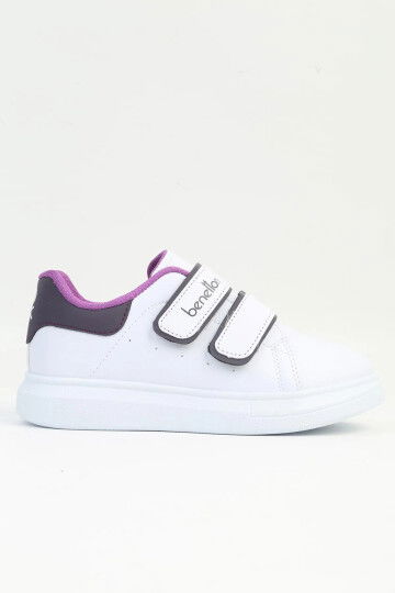 White-Purple Velcro Unisex Kids Sneaker BN-31805 P
